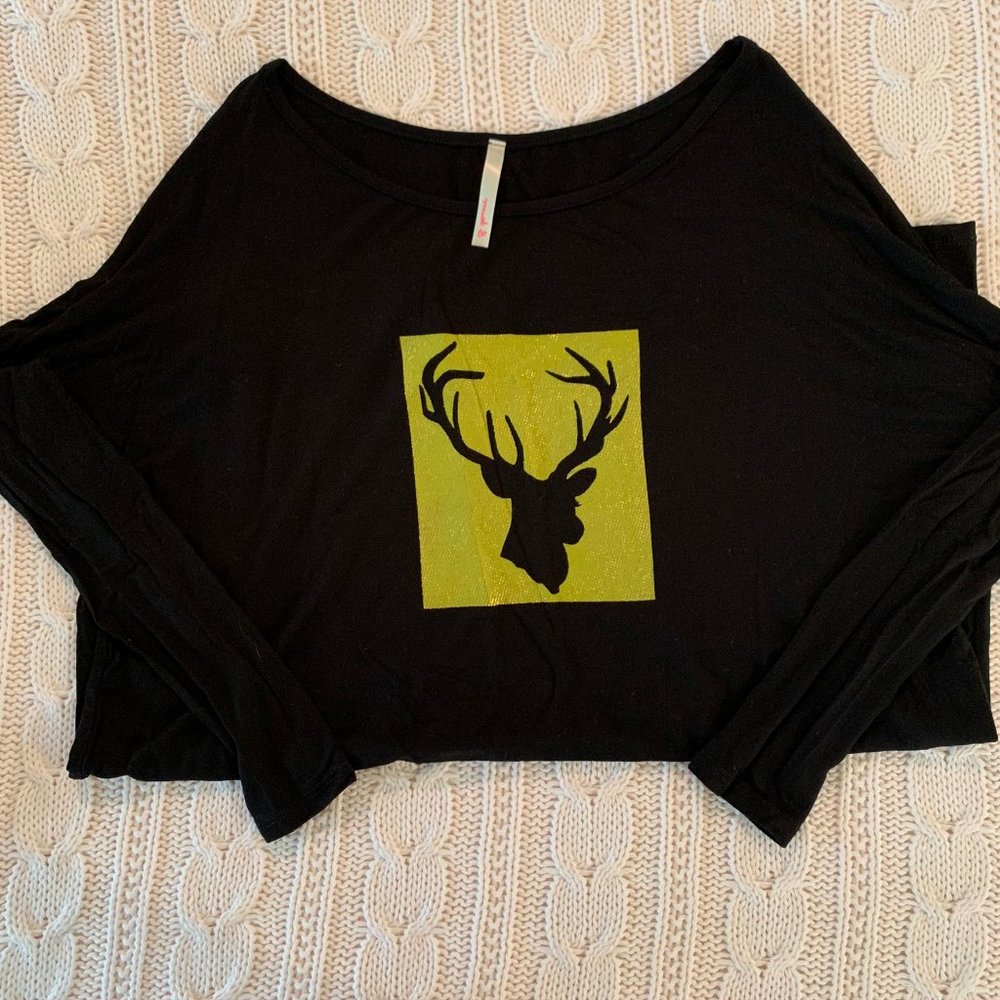 Must B Deer Print Long Sleeve Top